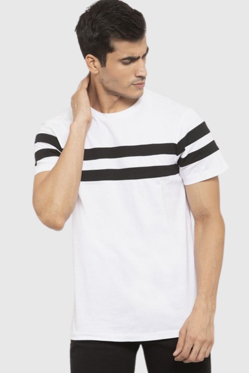 Attitude Color Block Cut & Sew Half Sleeves T-Shirt