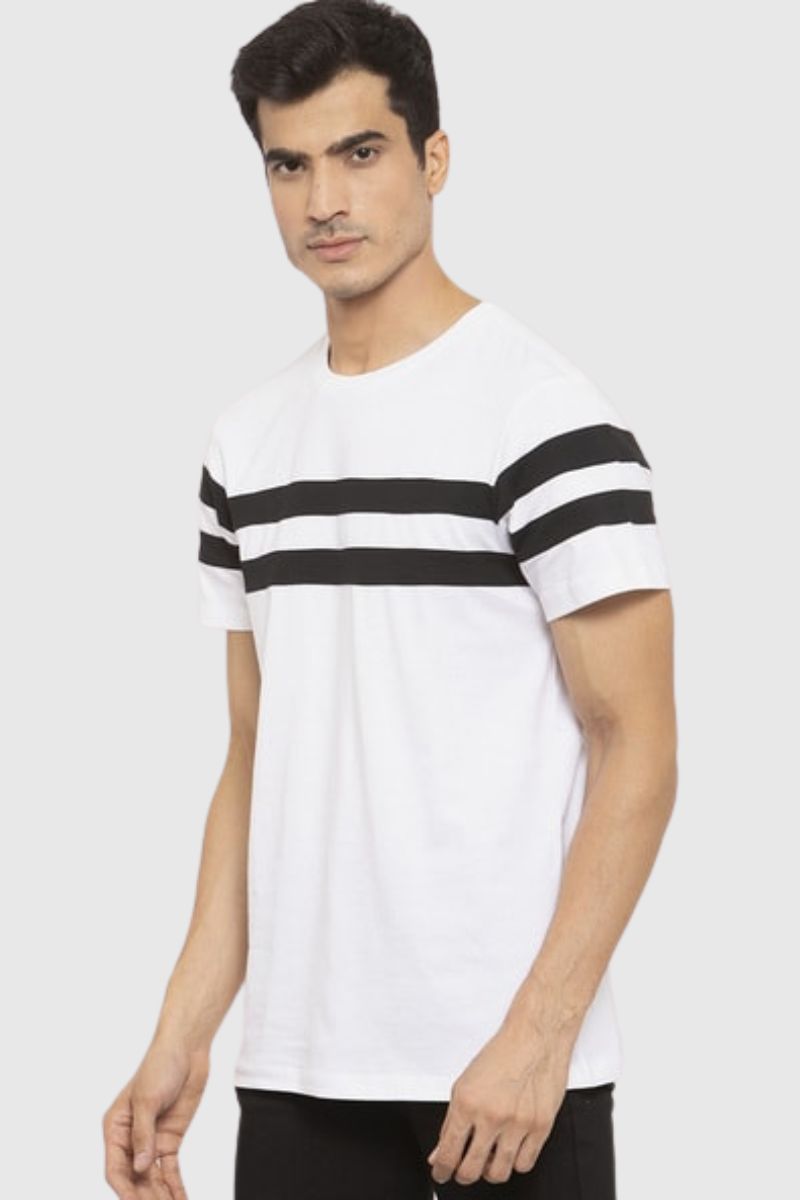 Attitude Color Block Cut & Sew Half Sleeves T-Shirt