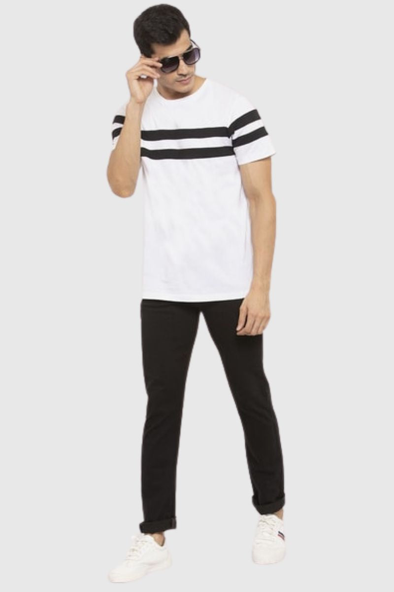 Attitude Color Block Cut & Sew Half Sleeves T-Shirt