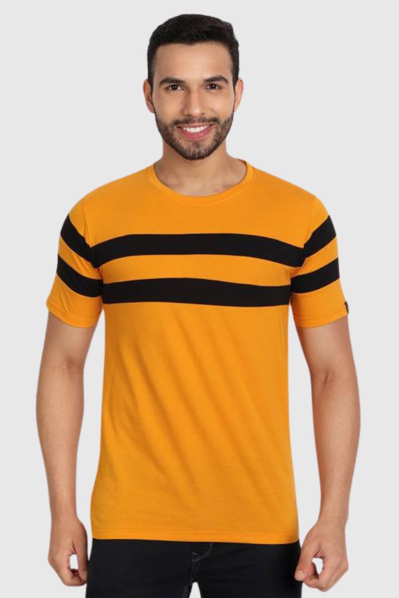 Attitude Color Block Cut & Sew Half Sleeves T-Shirt