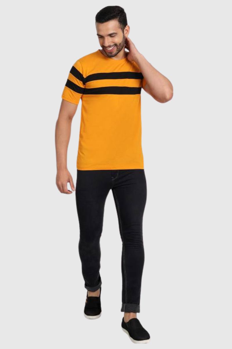 Attitude Color Block Cut & Sew Half Sleeves T-Shirt