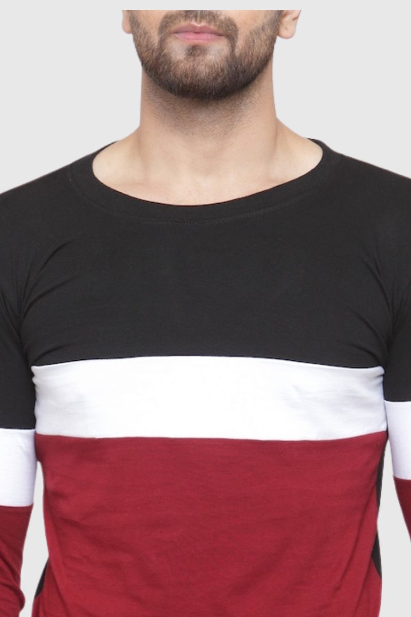 Attitude Color Block Full Sleeves T-Shirt