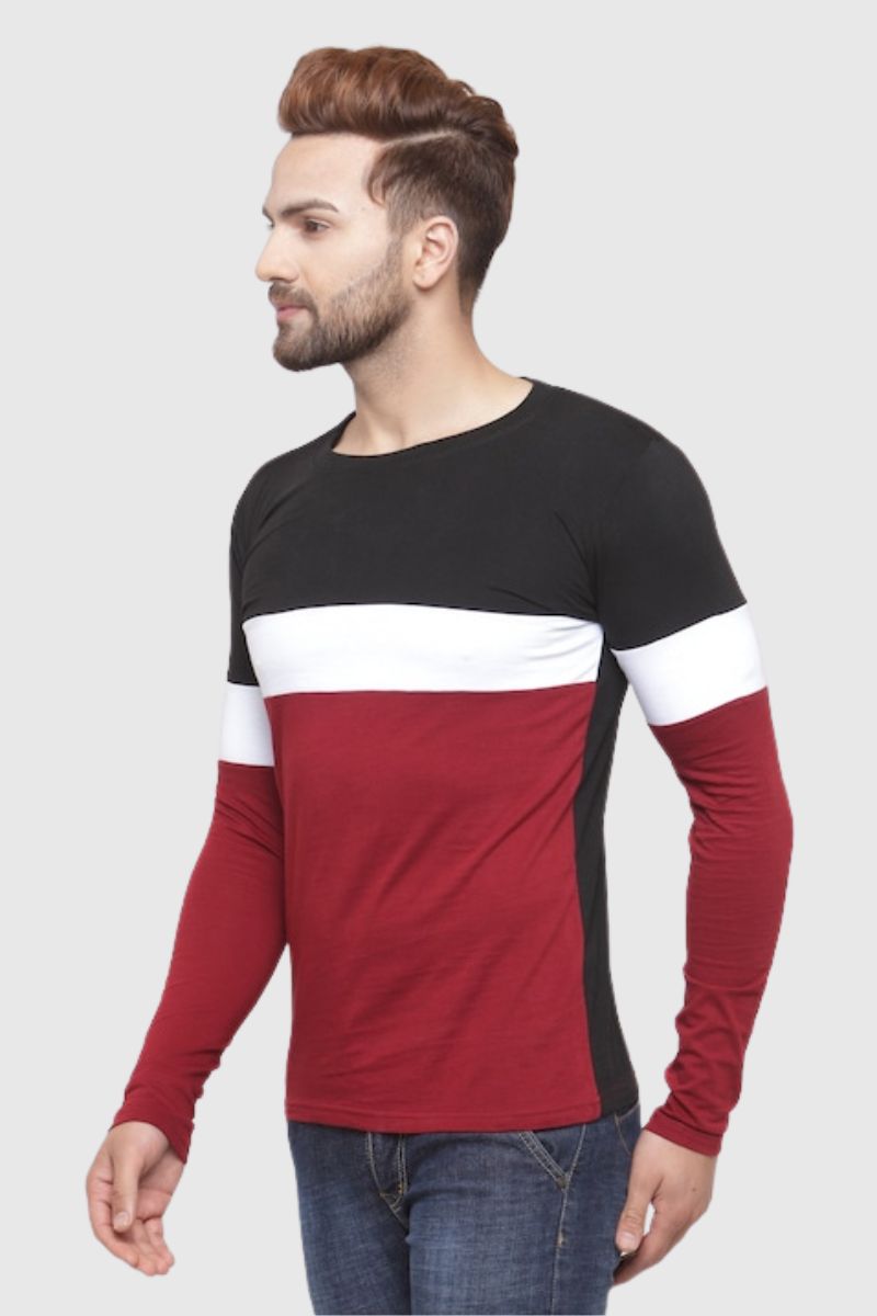 Attitude Color Block Full Sleeves T-Shirt