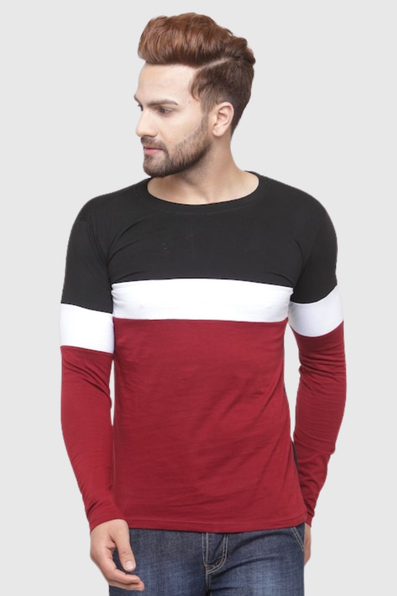 Attitude Color Block Full Sleeves T-Shirt