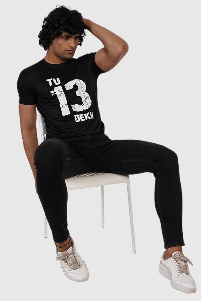 Attitude "Tu Tera Dekh" Printed Half Sleeves T-Shirt
