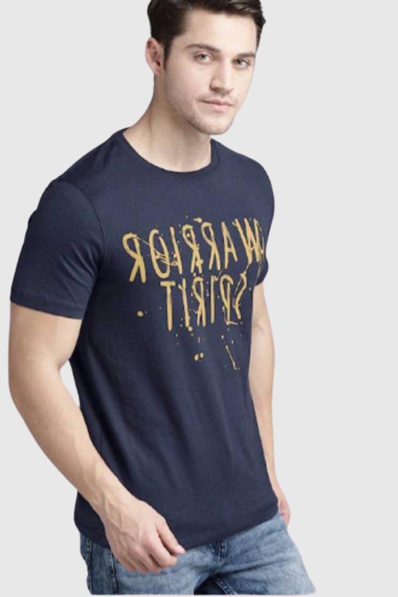 Attitude "Warrior Spirit" Printed Half Sleeves T-Shirt