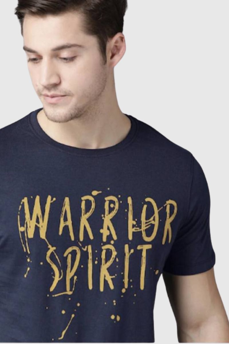 Attitude "Warrior Spirit" Printed Half Sleeves T-Shirt