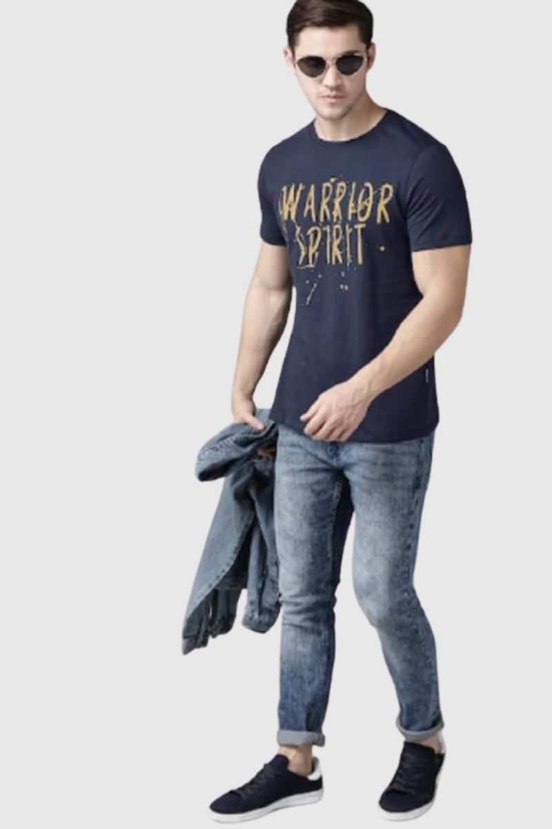 Attitude "Warrior Spirit" Printed Half Sleeves T-Shirt