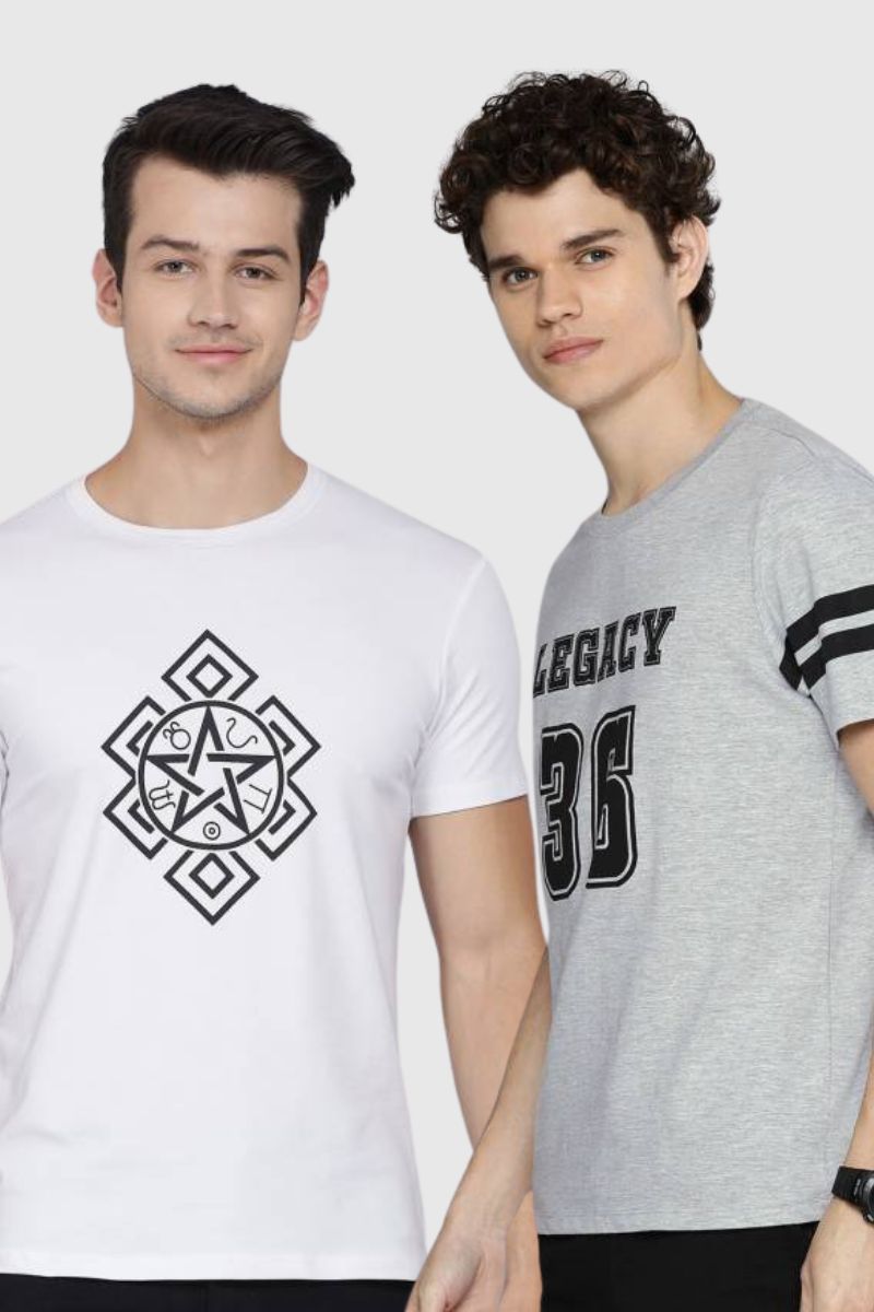 Attitude Half Sleeve Printed Combo T-shirt