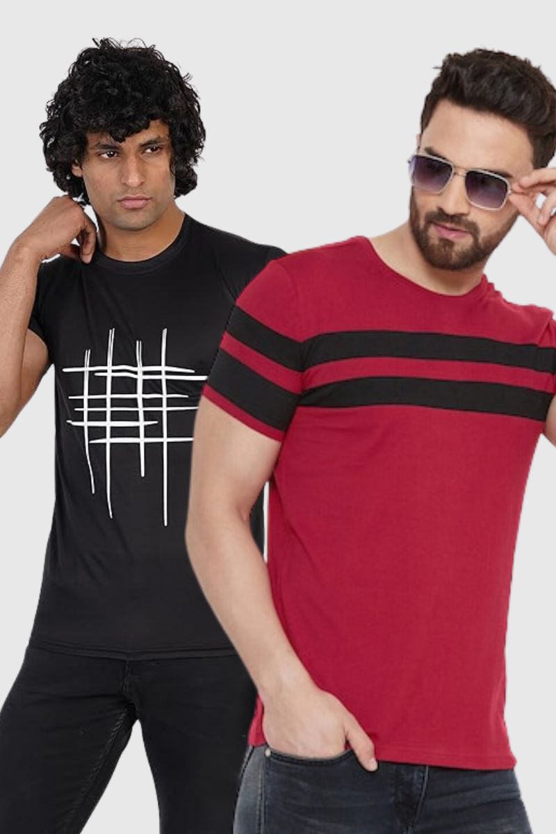 Attitude Printed Half Sleeves Combo T-shirts