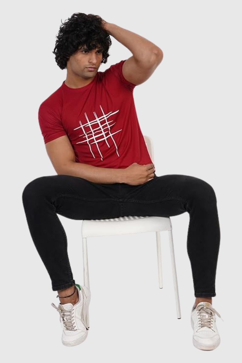 Attitude Cross Printed Half Sleeve T-Shirt