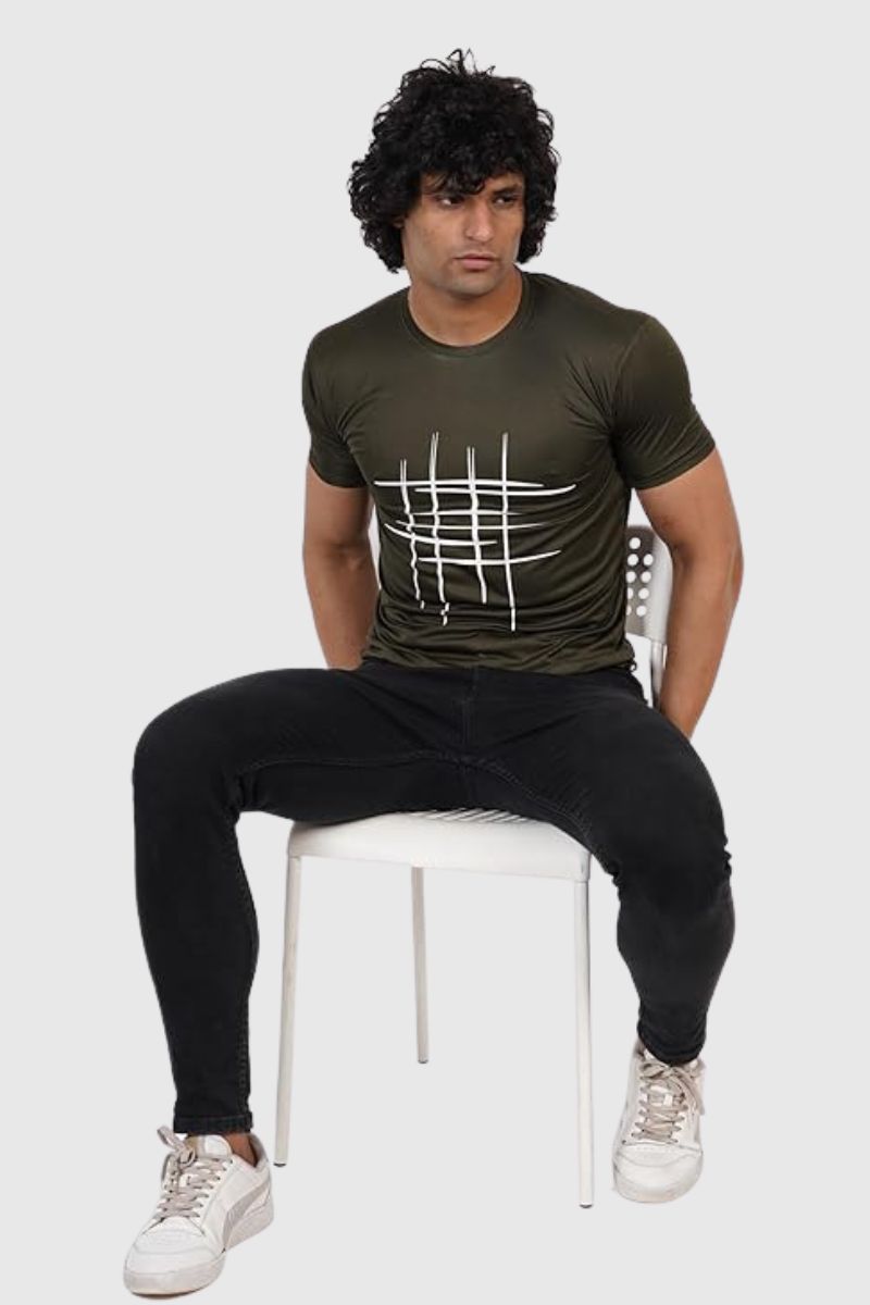 Attitude Cross Printed Half Sleeve T-Shirt