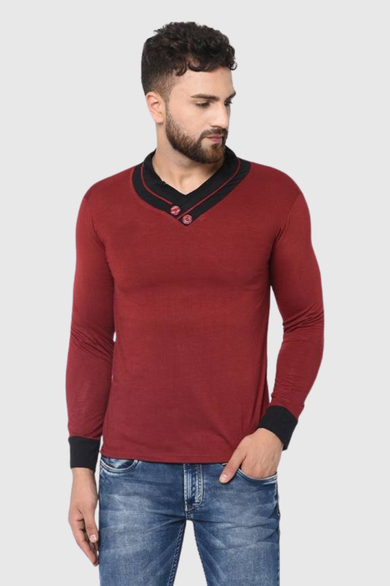 Attitude V-Neck Full Sleeves T-Shirt