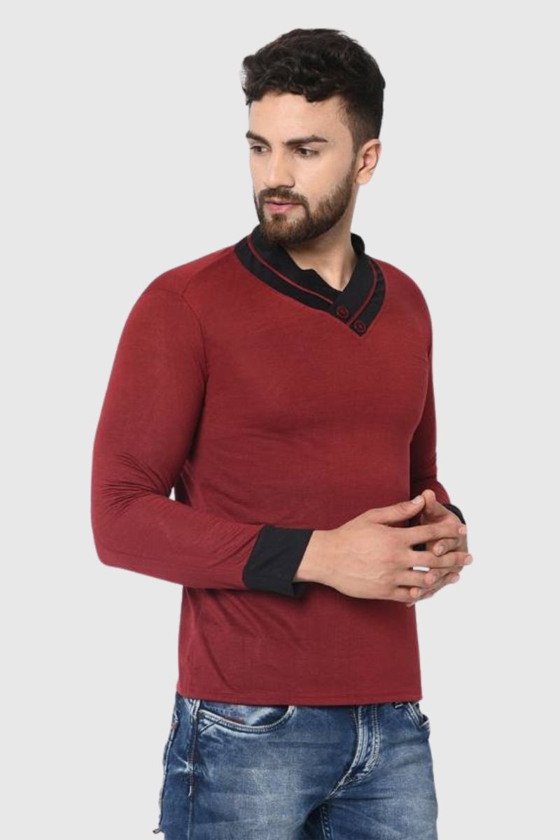 Attitude V-Neck Full Sleeves T-Shirt