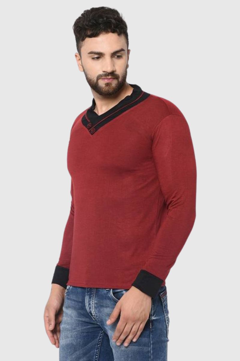 Attitude V-Neck Full Sleeves T-Shirt