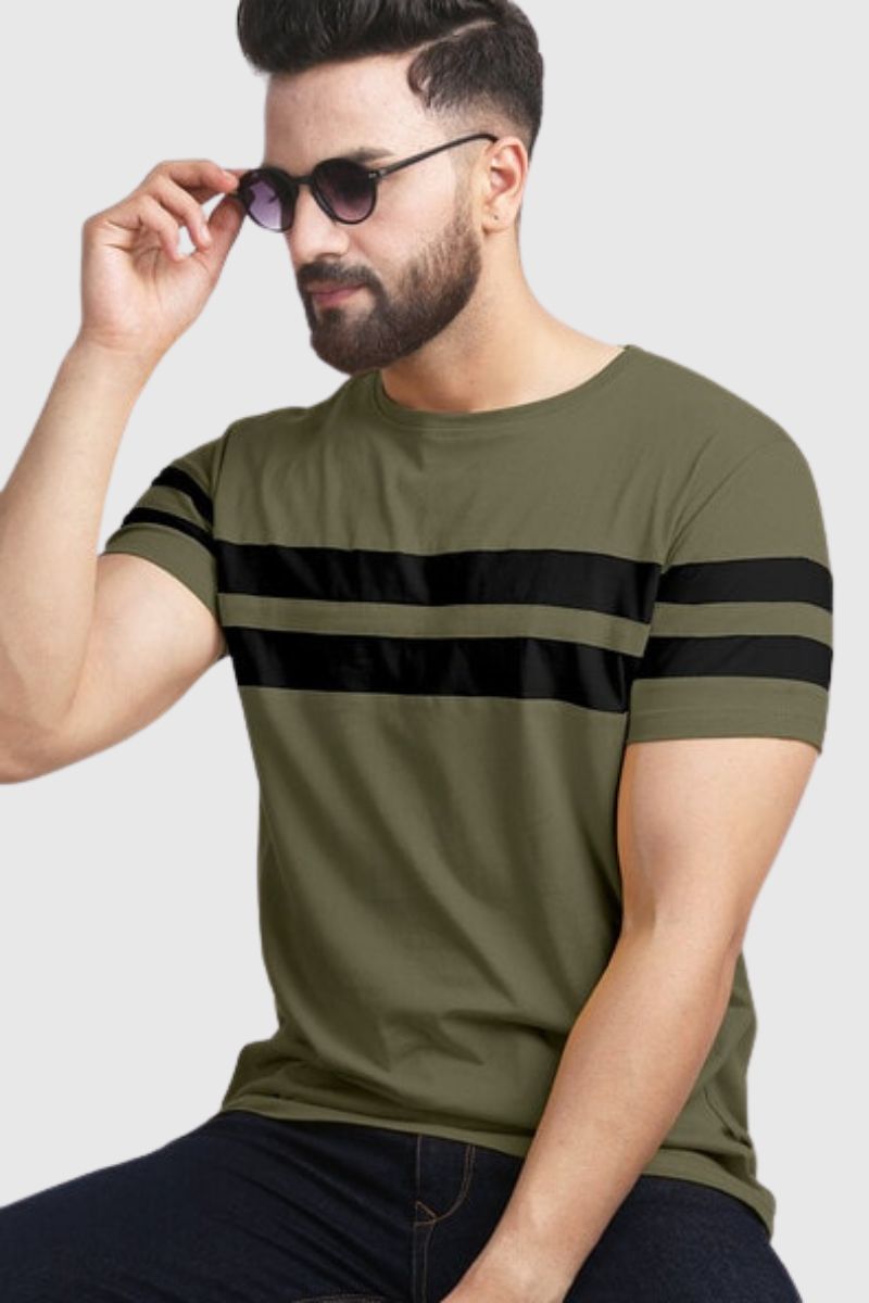 Attitude Color Block Cut & Sew Half Sleeves T-Shirt