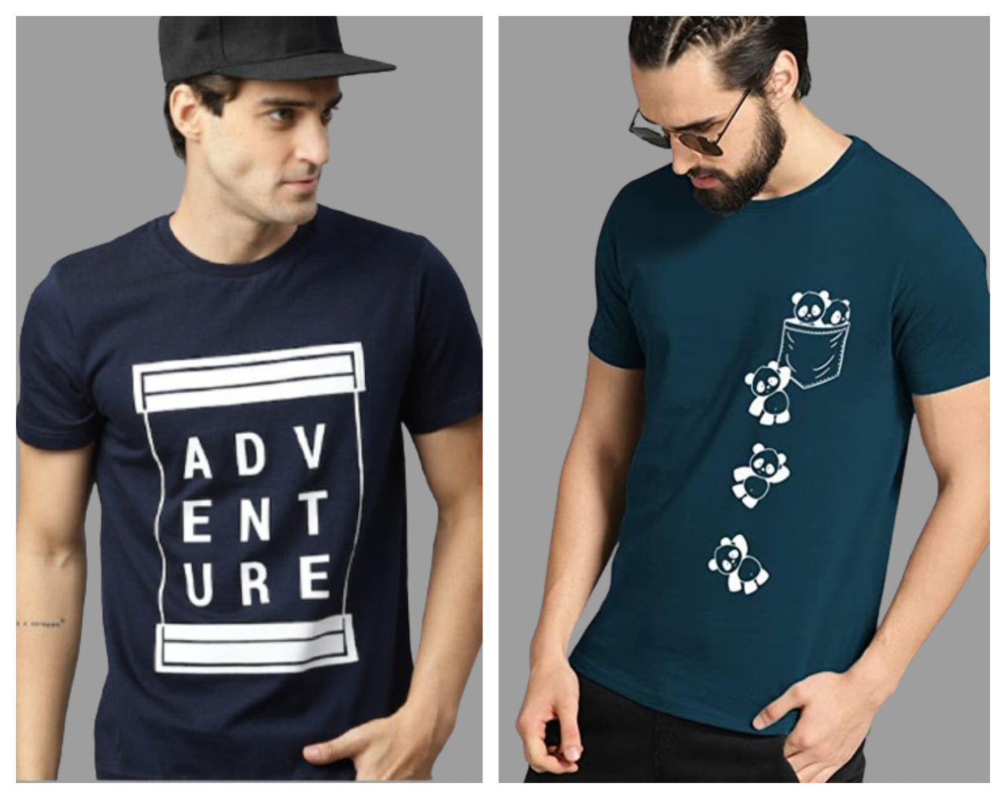 Attitude Combo PCKT-Panda Printed Half Sleeves T-shirts