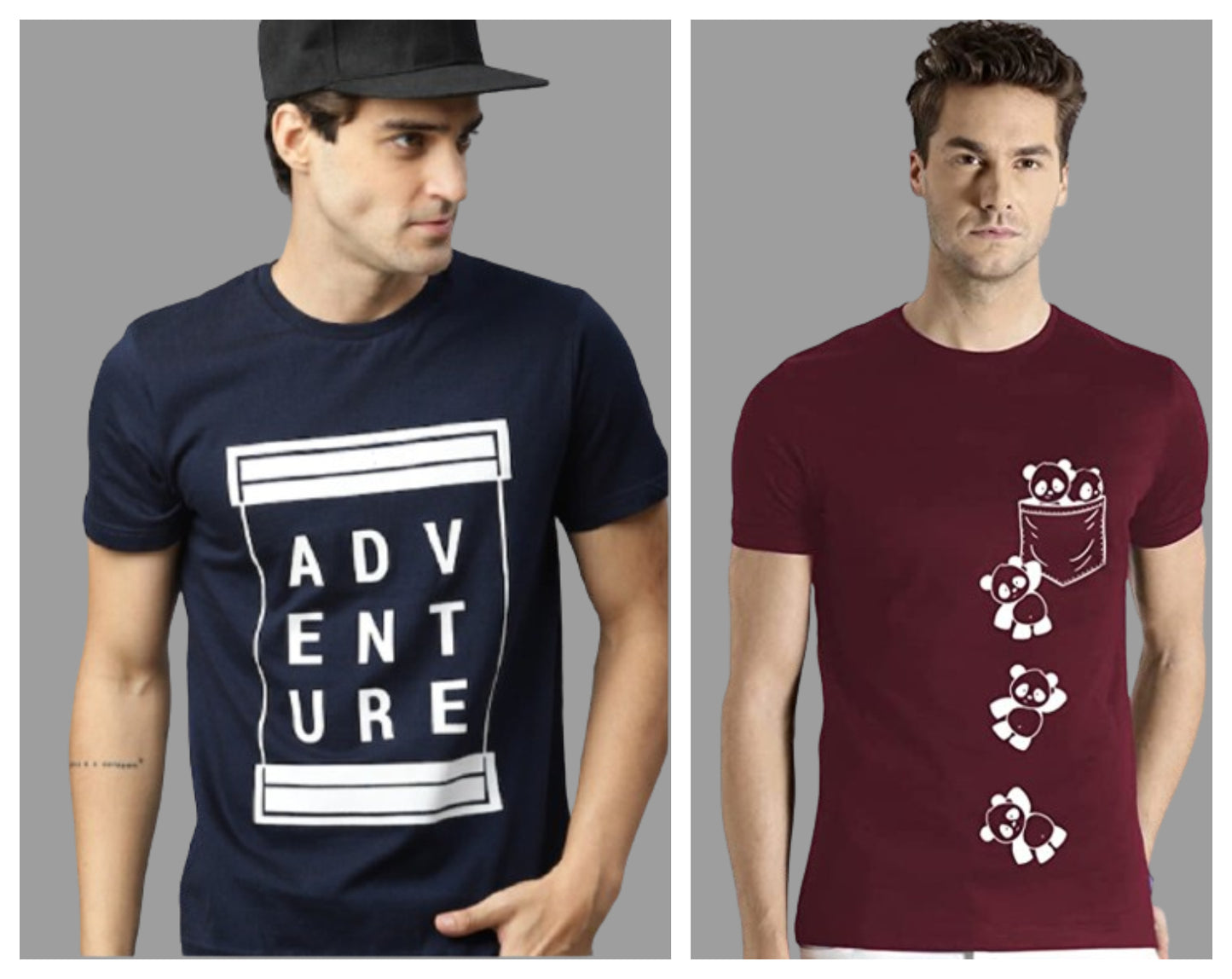 Attitude Combo PCKT-Panda Printed Half Sleeves T-shirts