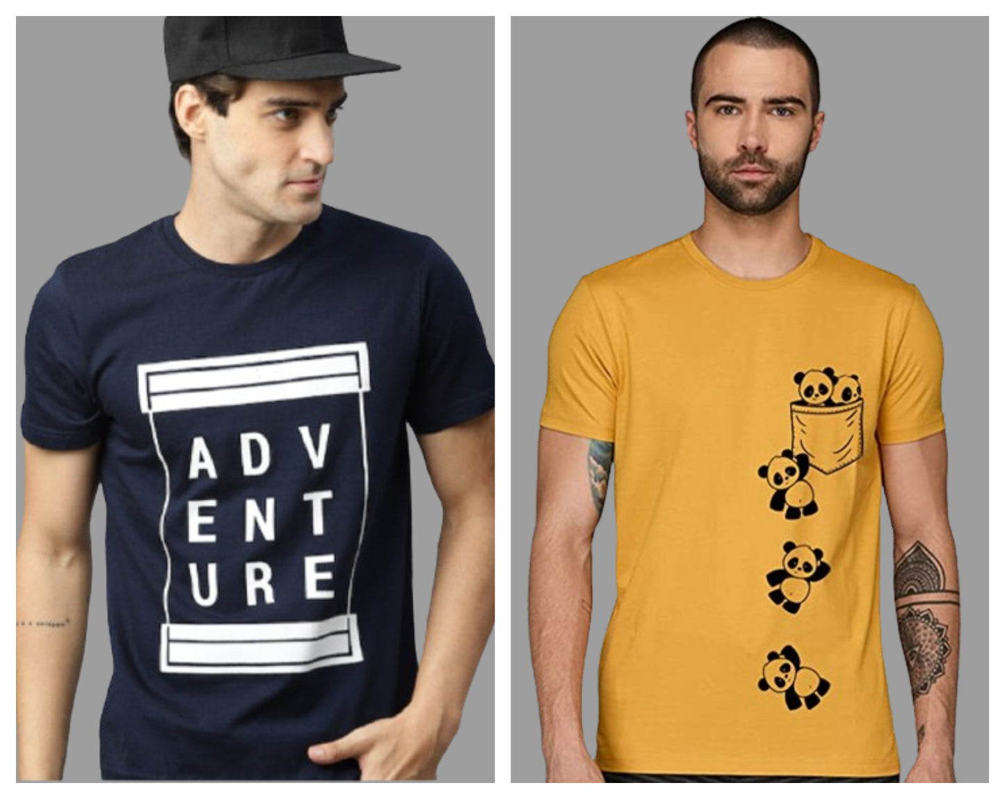 Attitude Combo PCKT-Panda Printed Half Sleeves T-shirts