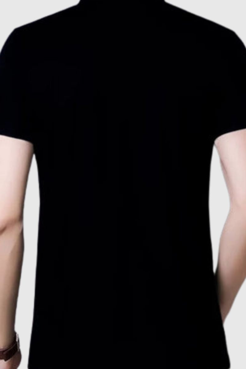 Attitude Half Sleeves Polo Black Printed T-Shirt