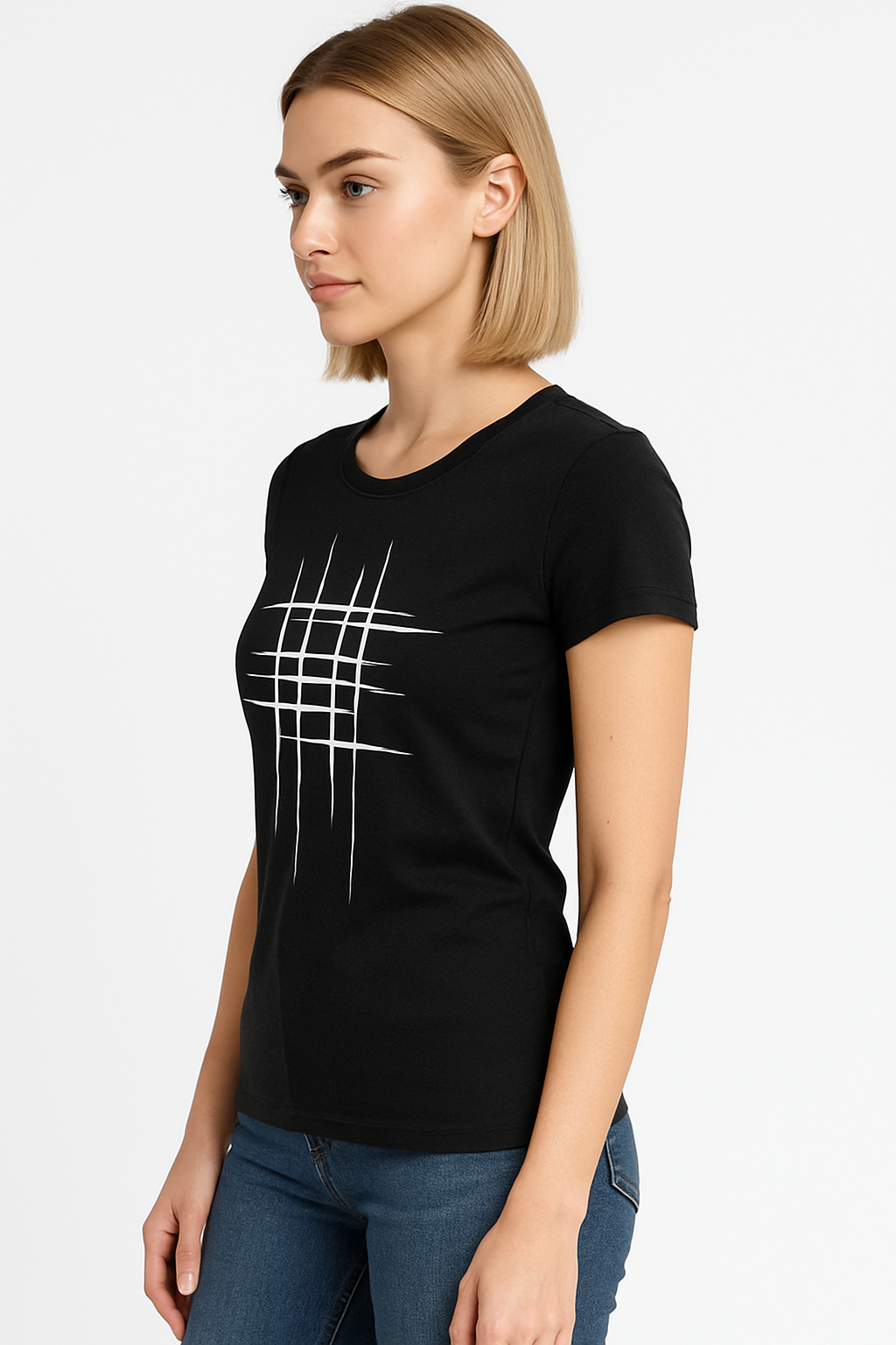 Girl Black Printed Tshirt