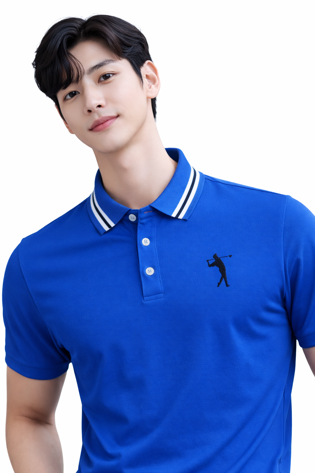 Attitude Start of Fashion Men’s Premium Royal Blue Polo T-Shirt with Contrast Collar & Golfer Logo