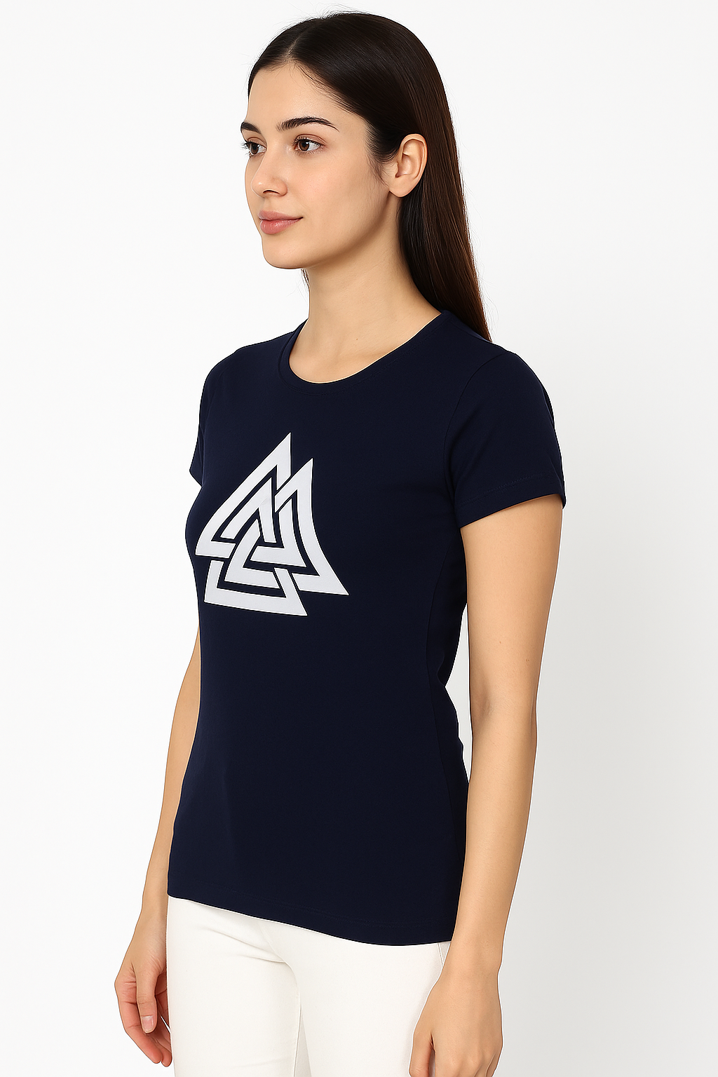 Attitude Start Of Fashion women’s navy blue Triangle graphic T-shirt