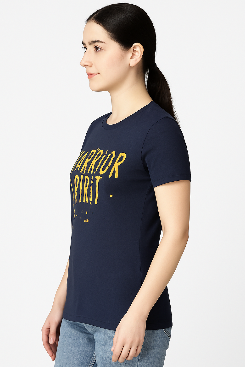 Attitude Start Of Fashion Women’s Navy Blue Graphic T-Shirt