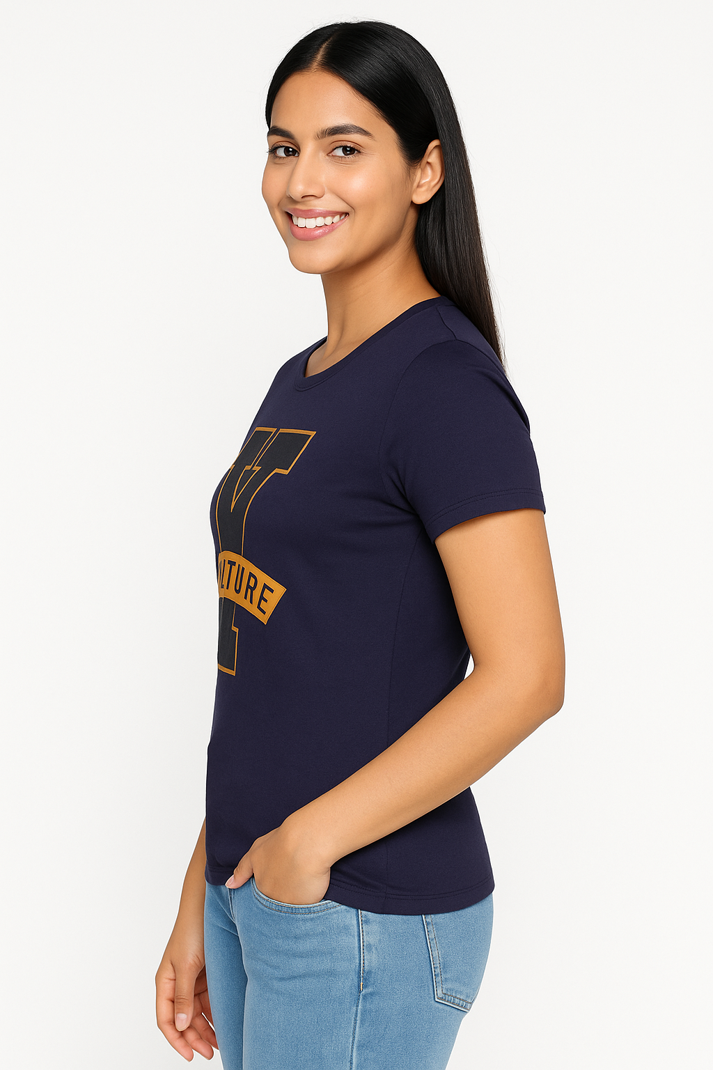 Navy Blue “Youth Culture” Graphic Printed T-Shirt,