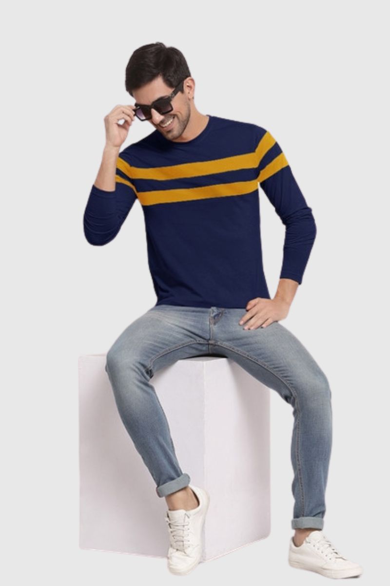 Attitude Color Block Full Sleeves T-Shirt