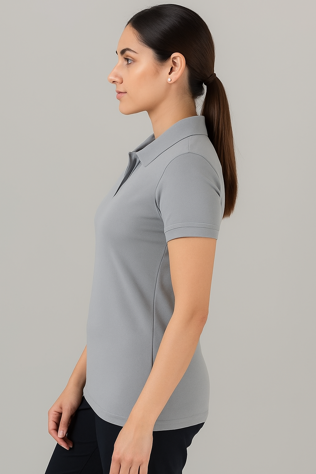 Attitude Start Of Fashion Everyday Comfort Women’s Grey Polo T-Shirt