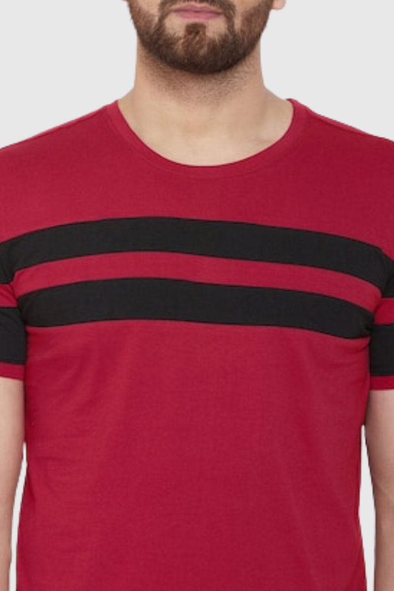 Attitude Color Block Cut & Sew Half Sleeves T-Shirt
