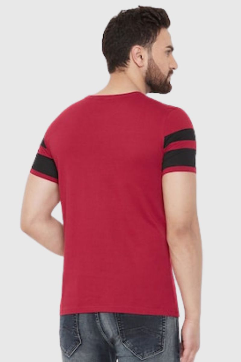 Attitude Color Block Cut & Sew Half Sleeves T-Shirt