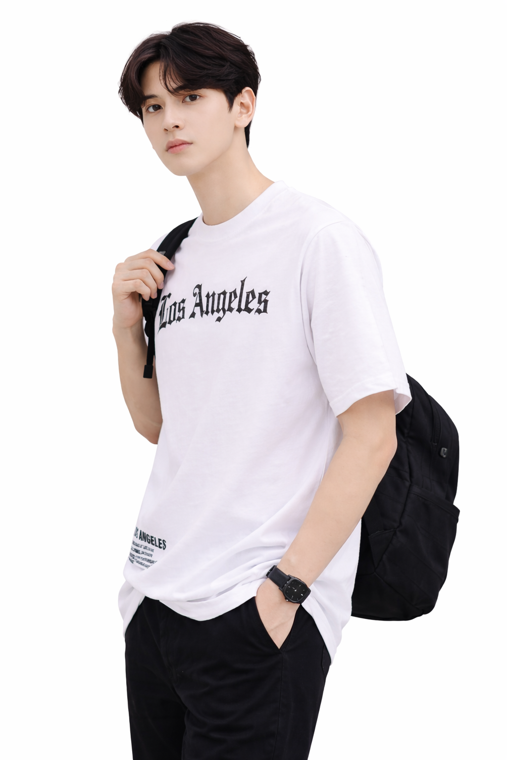 Attitude Start of Fashion Los Angeles Gothic Print Oversized White T-Shirt