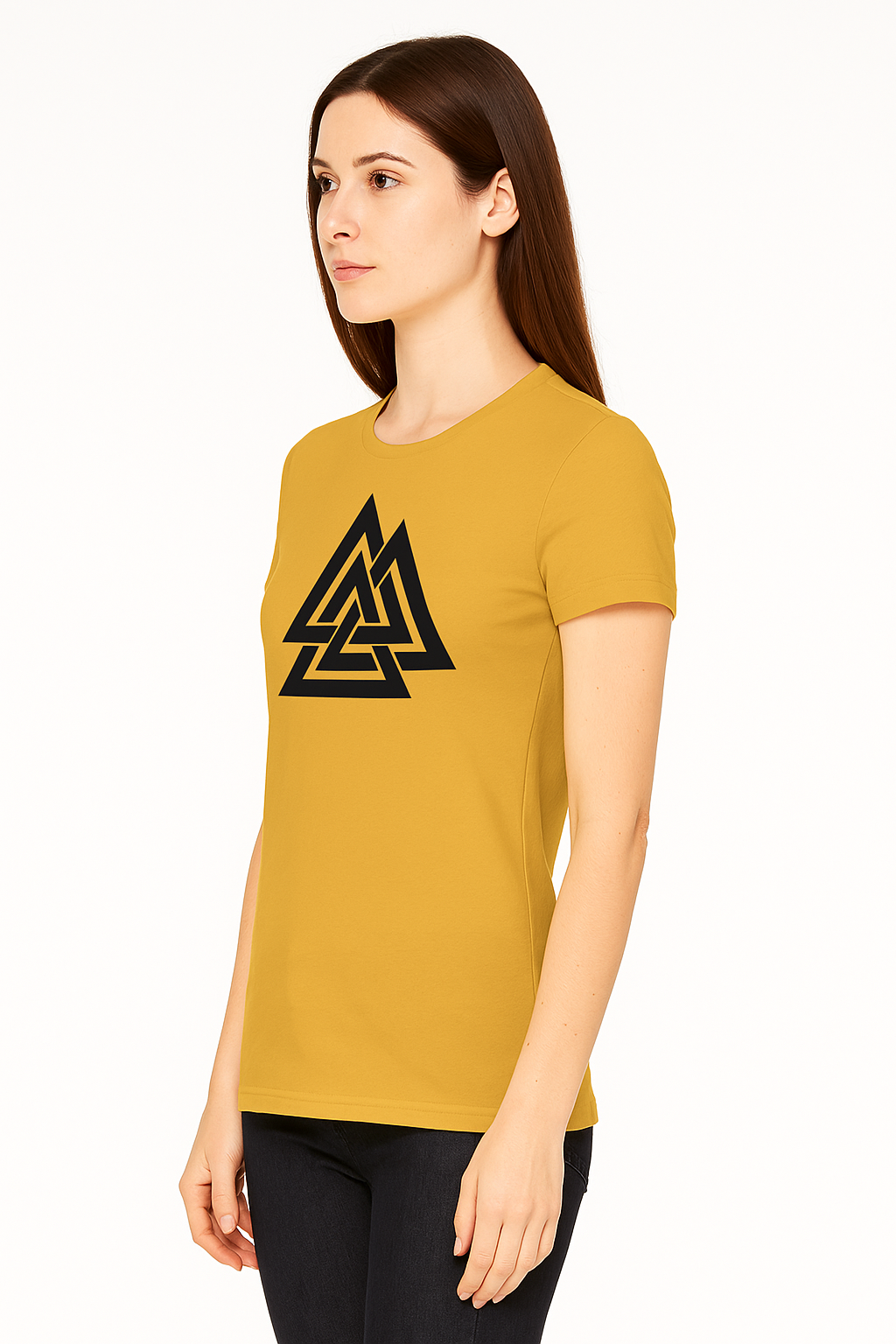 Attitude Start Of Fashion Mustard Tringle Women Tshirt
