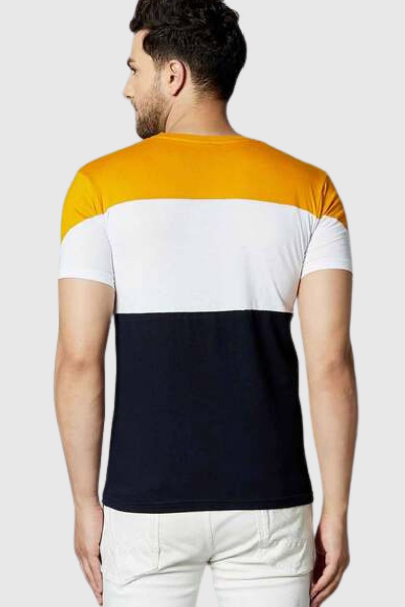 Attitude Stripted Colourblock Crew- Neck T-shirt