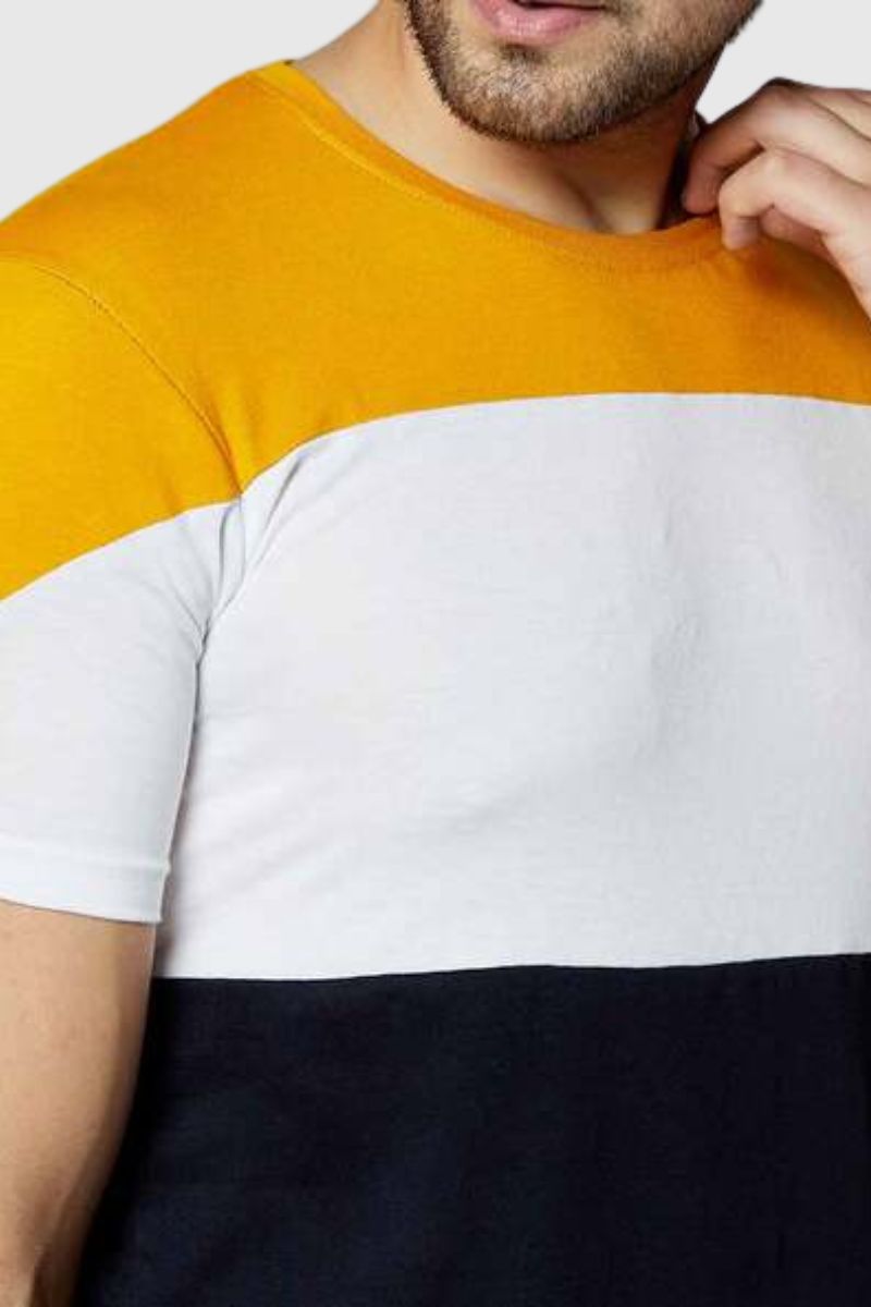 Attitude Stripted Colourblock Crew- Neck T-shirt