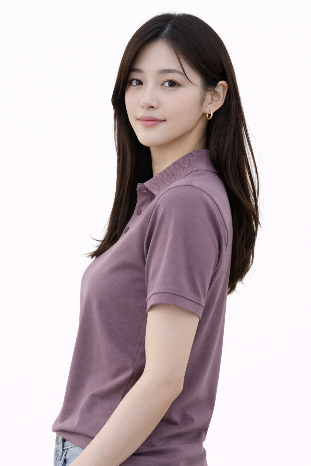 Attitude Start of Fashion Classic Dusty Purple Polo T-Shirt for Women