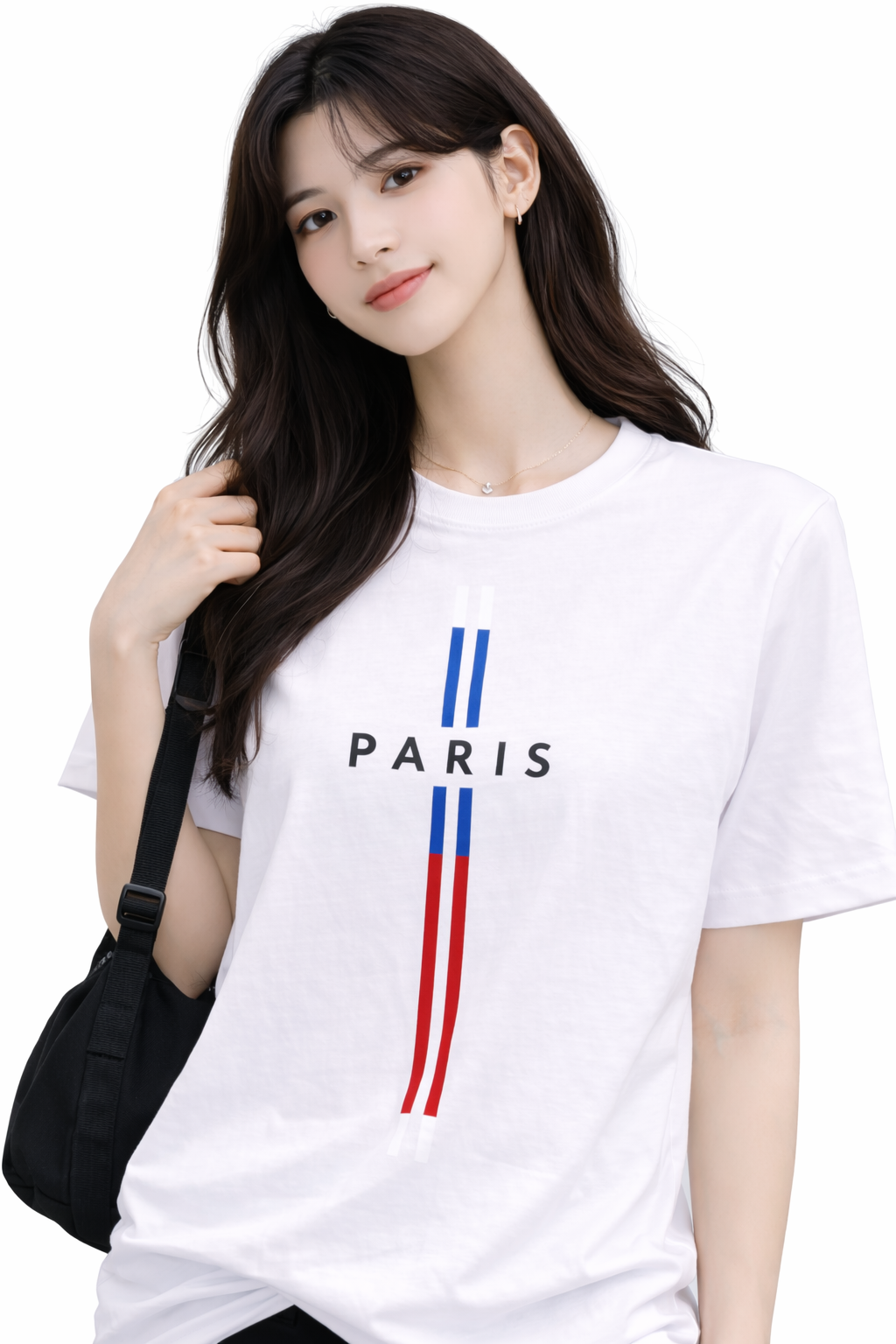 Attitude Start of Fashion Women’s White Paris Graphic Round Neck T-Shirt