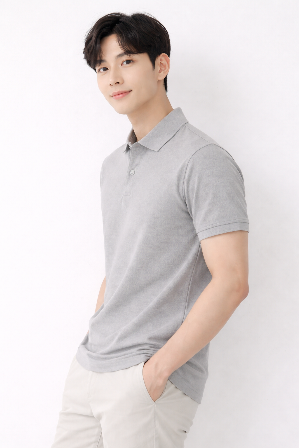 Attitude Start of Fashion Men Solid Grey Polo T-Shirt – Slim Fit Casual Wear