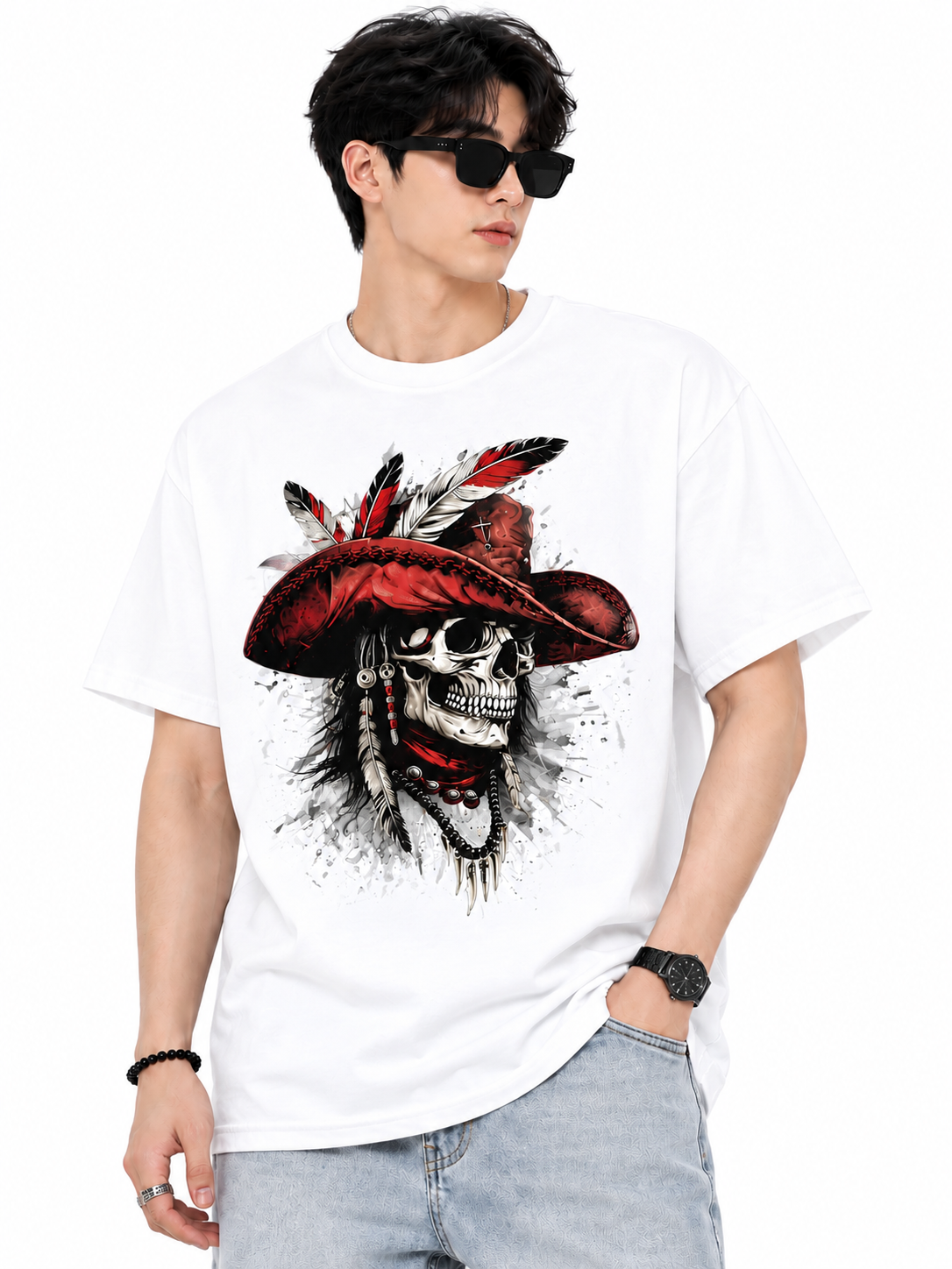 Attitude Men's Skull Graphic Printed T-Shirt | Premium Cotton Casual Round Neck Tee for Men