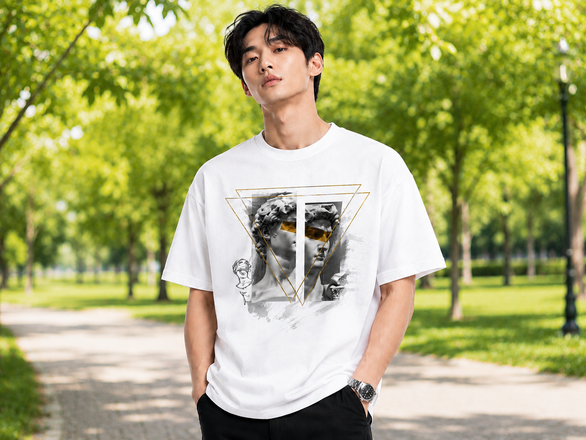 Attitude Men's Oversized Graphic T-Shirt for Men | Soft Cotton | Drop Shoulder Relaxed Fit | Printed Casual Tshirt for Men