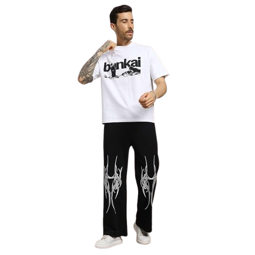 Attitude Men's Regular Fit Over Size Printed Lower– Cotton Blend Joggers with Elastic Waistband & Pockets |