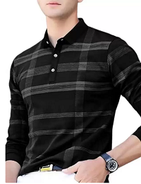 Attitude Polo Black Printed T-Shirt