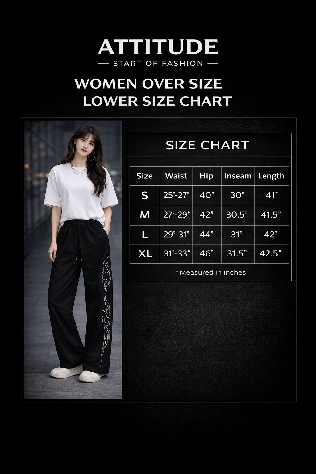 Attitude Start Of Fashion Gothic Tribal Print Black Wide-Leg Streetwear Pants