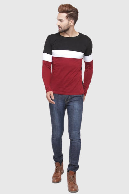 Attitude Color Block Full Sleeves T-Shirt
