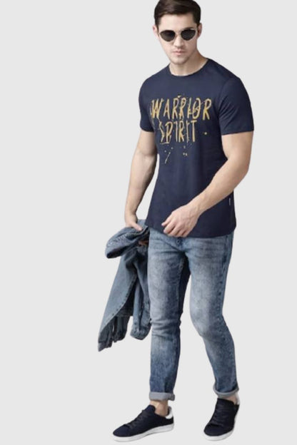 Attitude "Warrior Spirit" Printed Half Sleeves T-Shirt