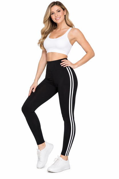 Attitude Start of Fashion Women’s Slim-Fit Black Gym Jegging with Double Stripe Design
