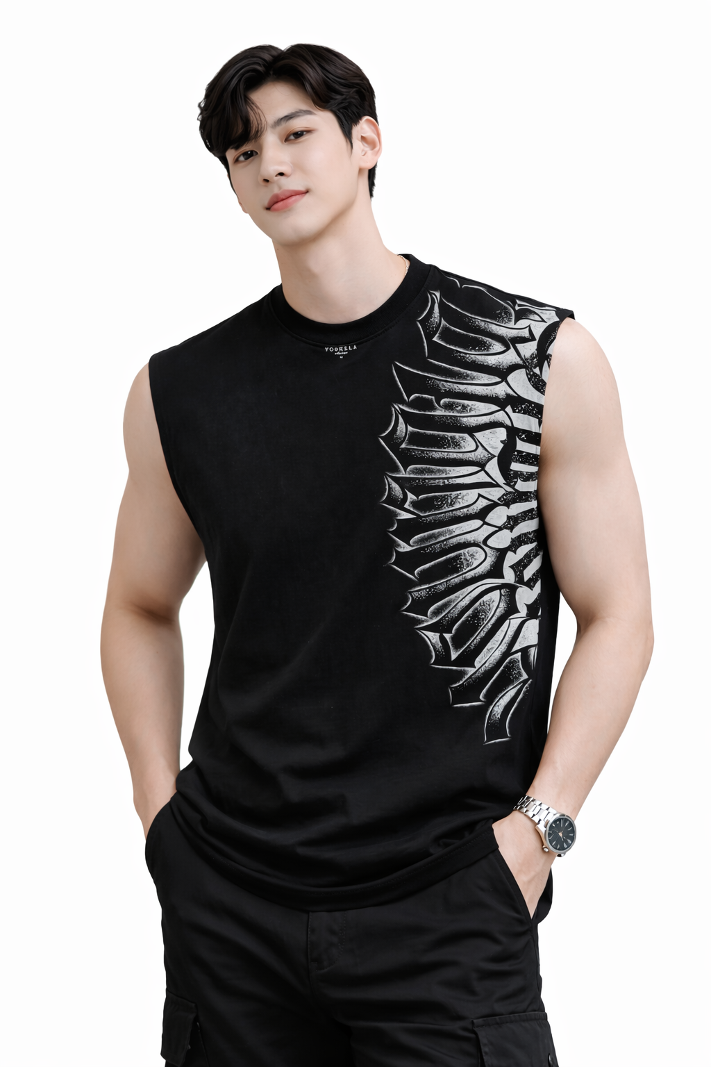 ATTITUDE START OF FASHION Armor Ink Cut-Off Sleeveless Tee