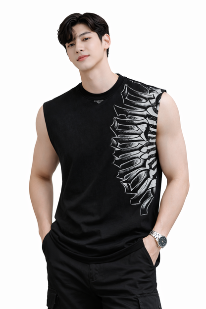 ATTITUDE START OF FASHION Armor Ink Cut-Off Sleeveless Tee